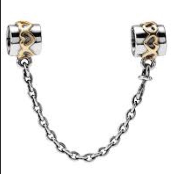 Pandora Jewelry - PANDORA Safety Chain 14KGold Heart Accents
